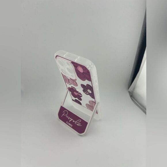 Purple Flower Clear Case with Stand for iPhone 16 Pro Max - Picture 3 of 7